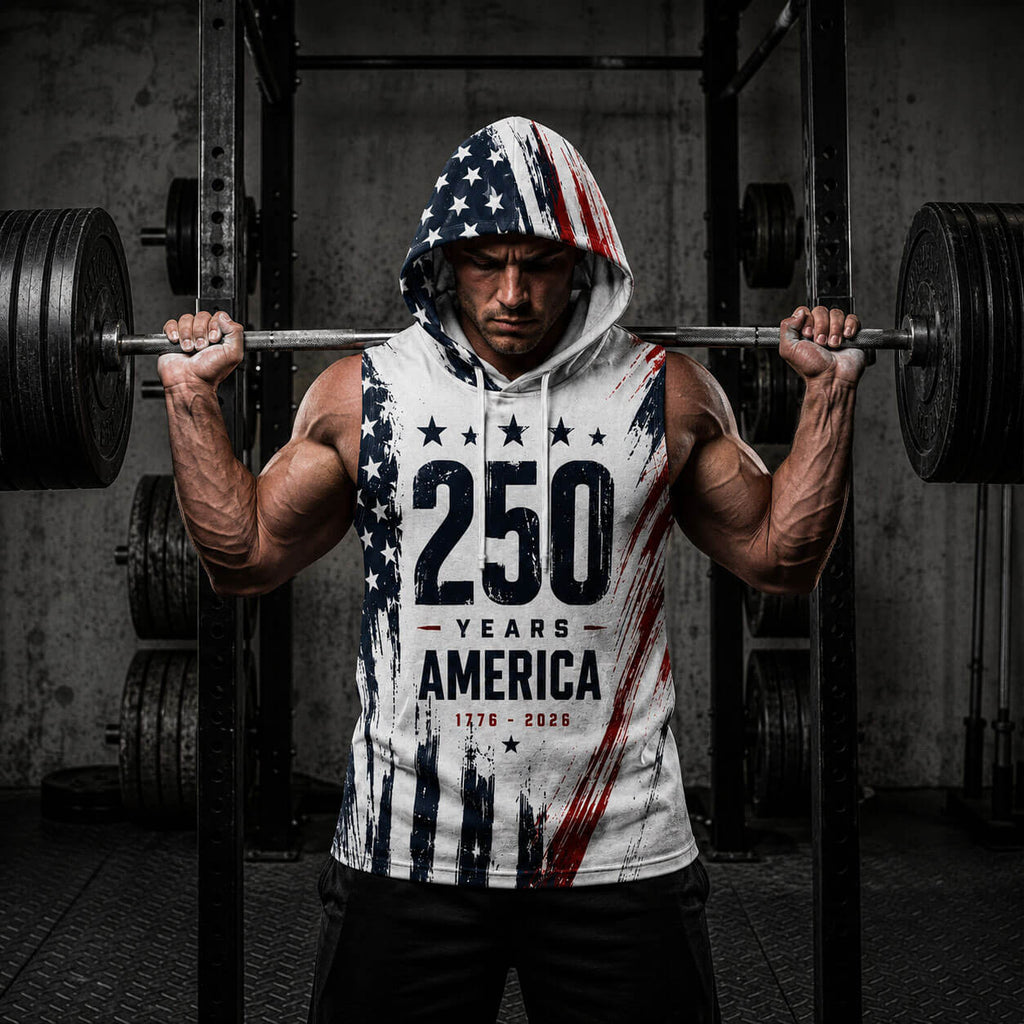 USA 250 Men's Workout Hooded Tank Top