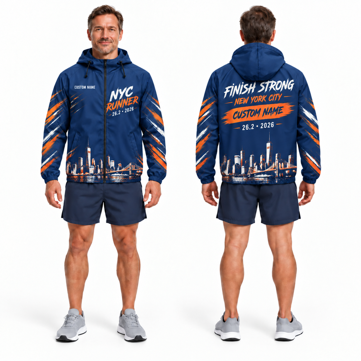 Custom Name Finish Strong NYC Running Windbreaker Jacket