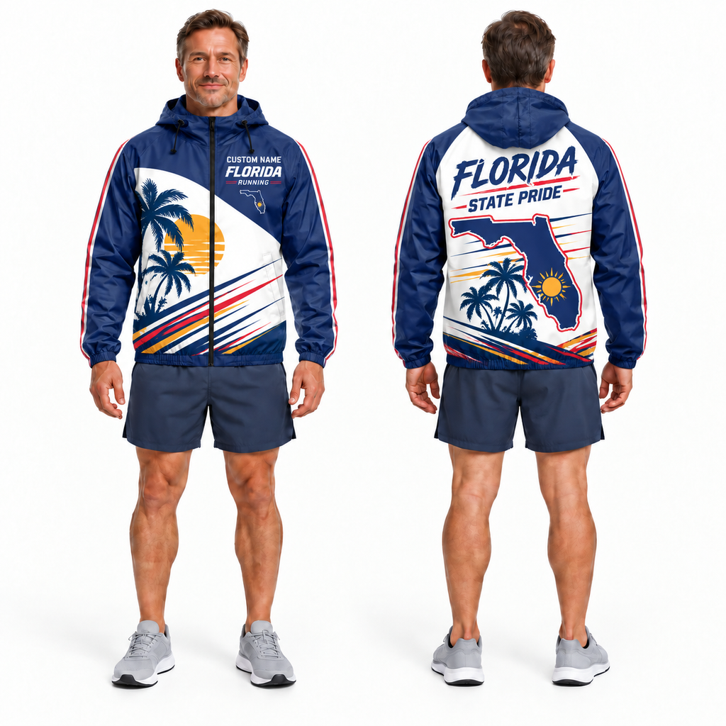 Custom Name Florida State Pride Run Florida Running Windbreaker Jacket