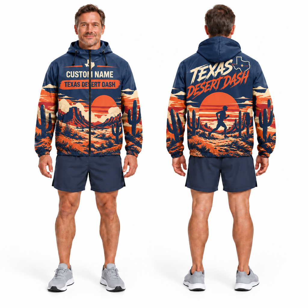 Custom Name Texas Desert Dash Running Windbreaker Jacket
