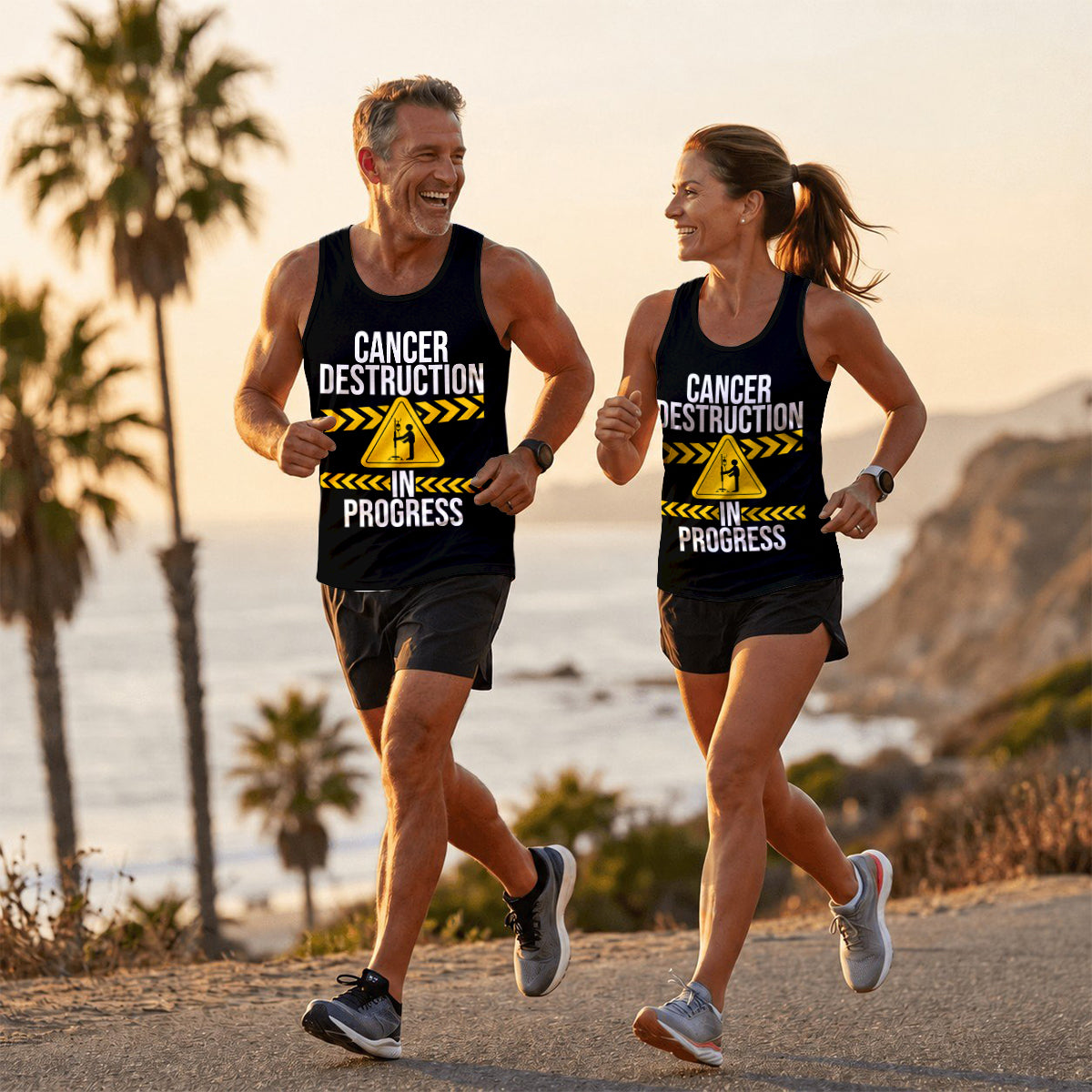 Cancer Fighter Running Tank Top Cancer Destruction Running Singlet for Men and Women
