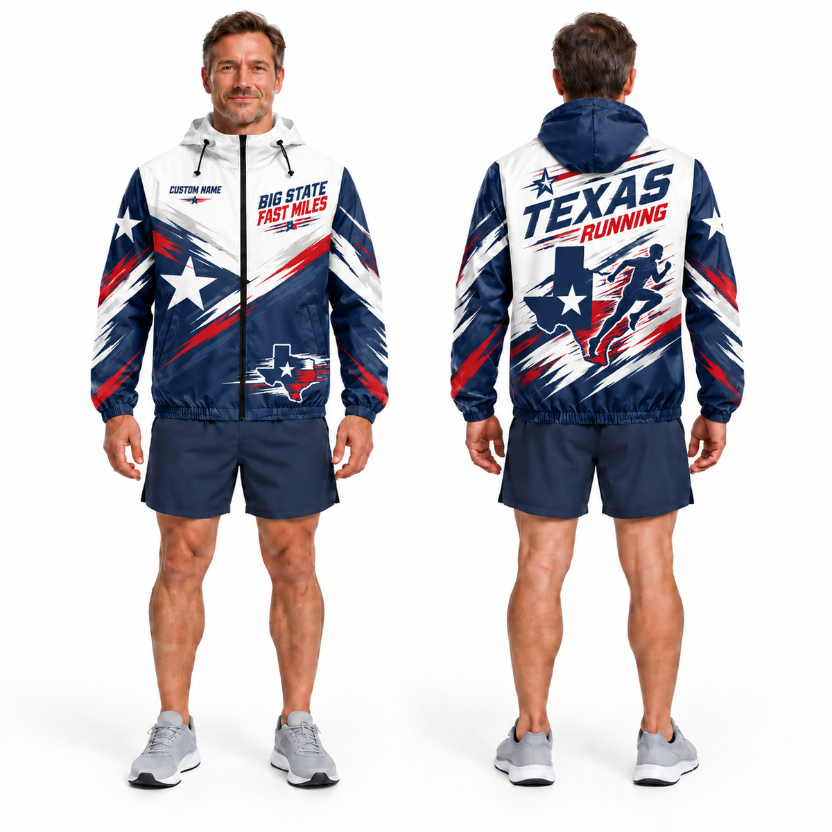 Custom Name Big State Fast Miles Running Windbreaker Jacket