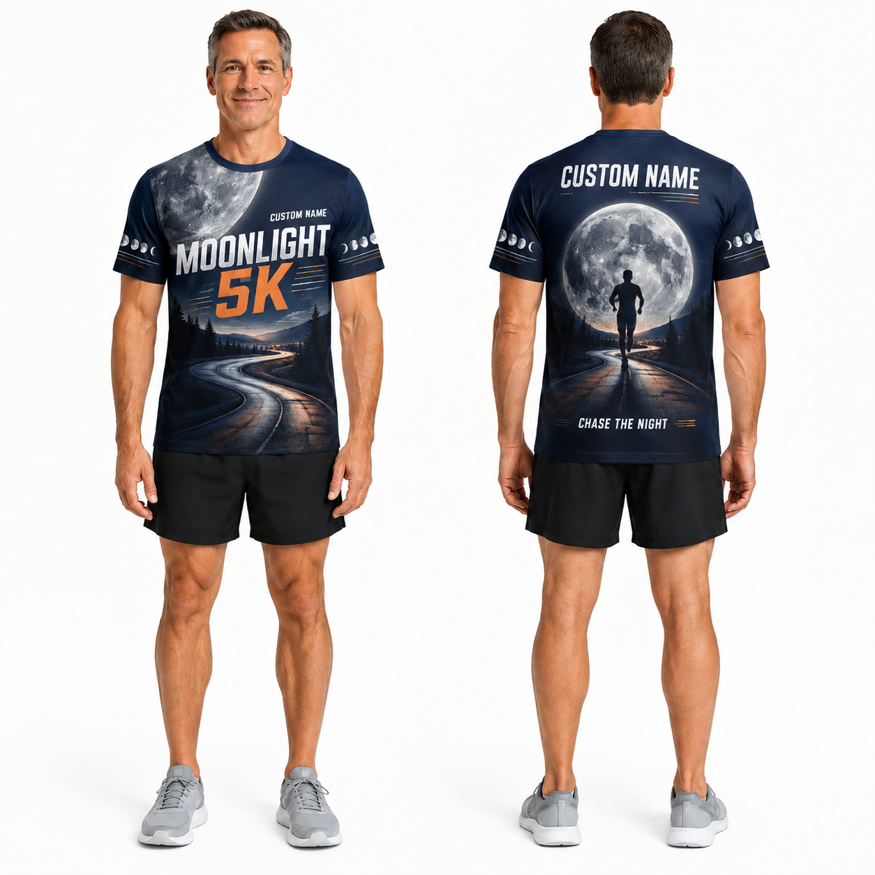 Custom Name Moonlight 5K Halloween Tech Running T-Shirt