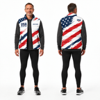 USA Freedom Brush Flag Sleeveless Running Puffer Jacket