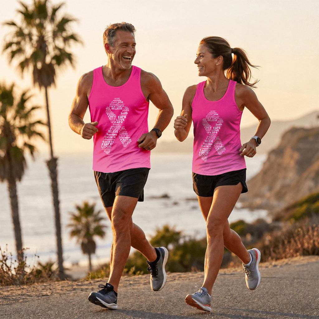 Cancer Fighter Running Tank Top Breast Cancer Awareness Running Singlet for Men and Women