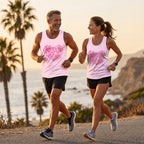 Cancer Fighter Running Tank Top Breast Cancer Pink Ribbon Heart Running Singlet for Men and Women