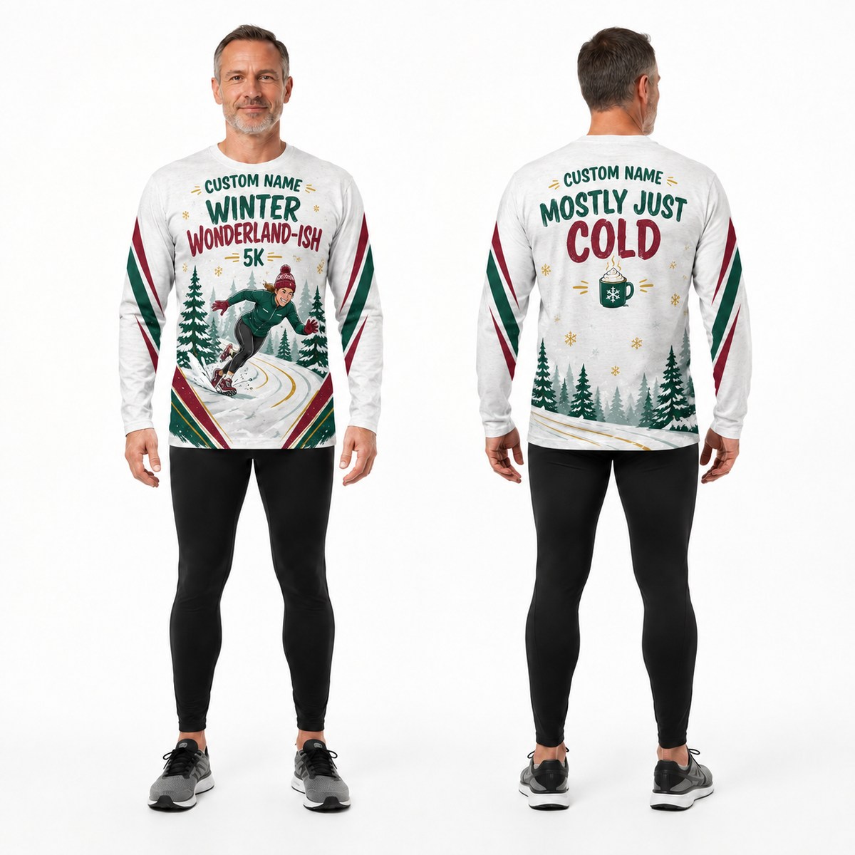 Custom Name Running Through a Winter Wonderland-ish Running Long Sleeve Shirt