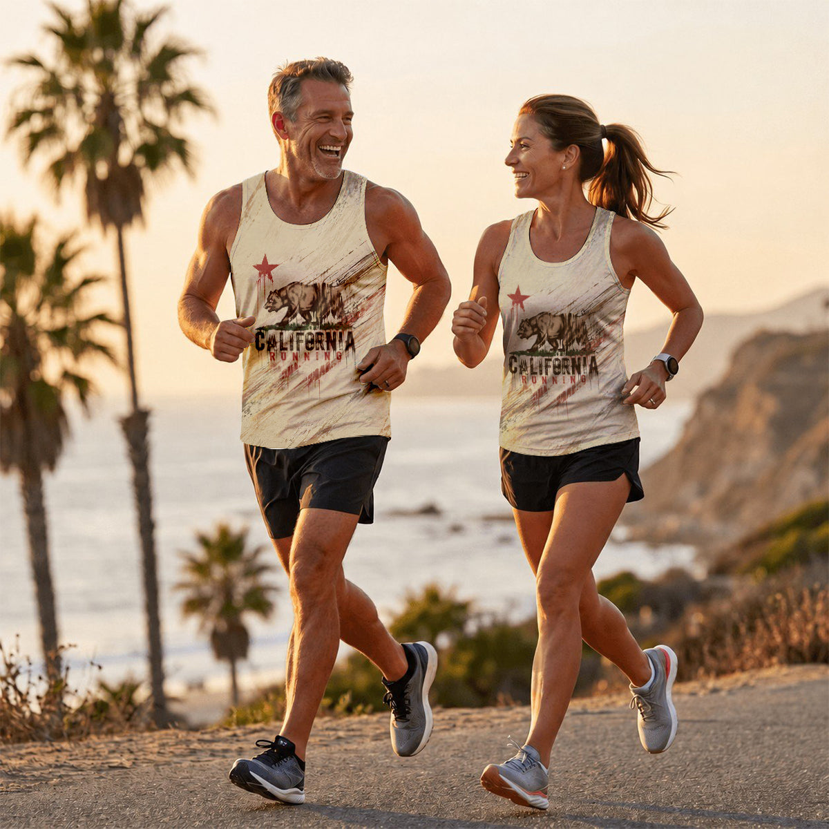California Flag Grunge Runner California State Running Tank Top