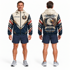 Custom Name American Veteran Eagle Crest Running Windbreaker Jacket
