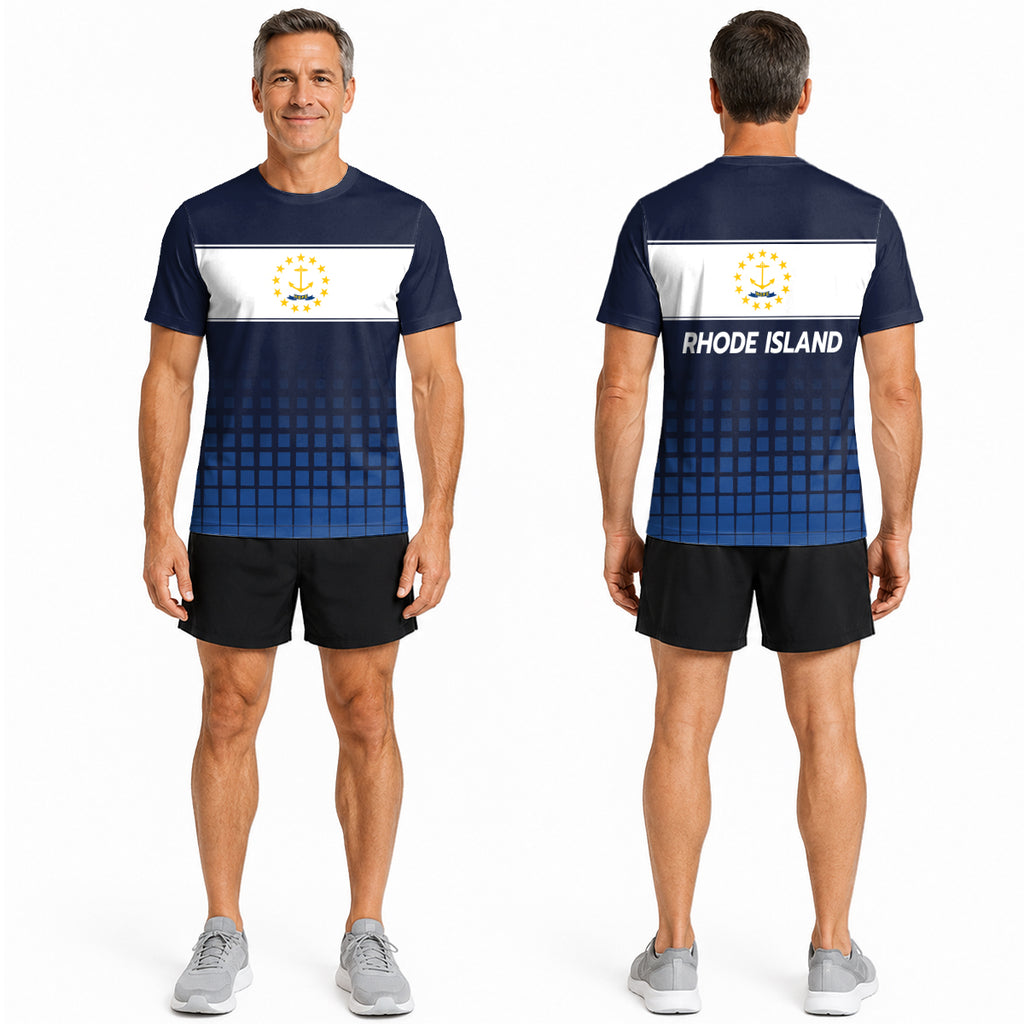 Rhode Island State Pride Tech Running T-Shirt