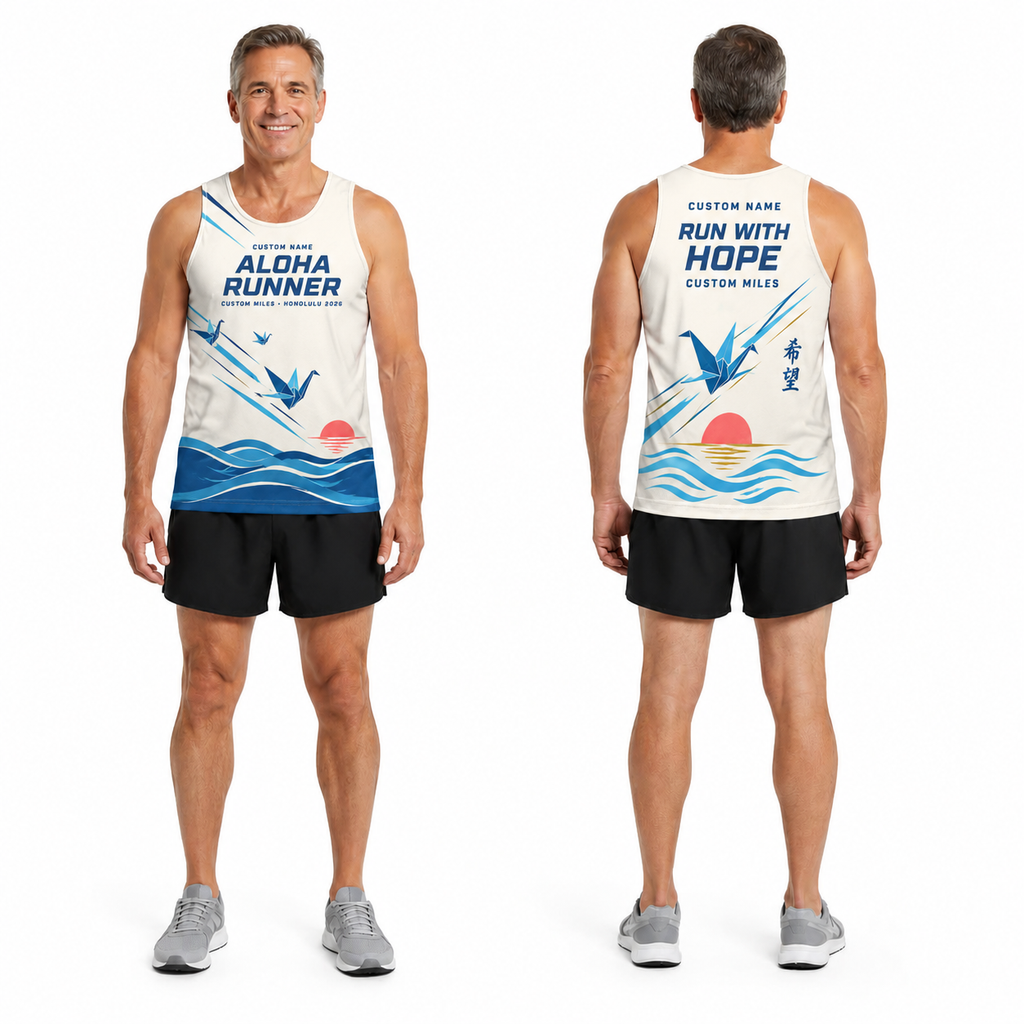 Custom Name Miles Origami Crane Aloha Running Tank Top