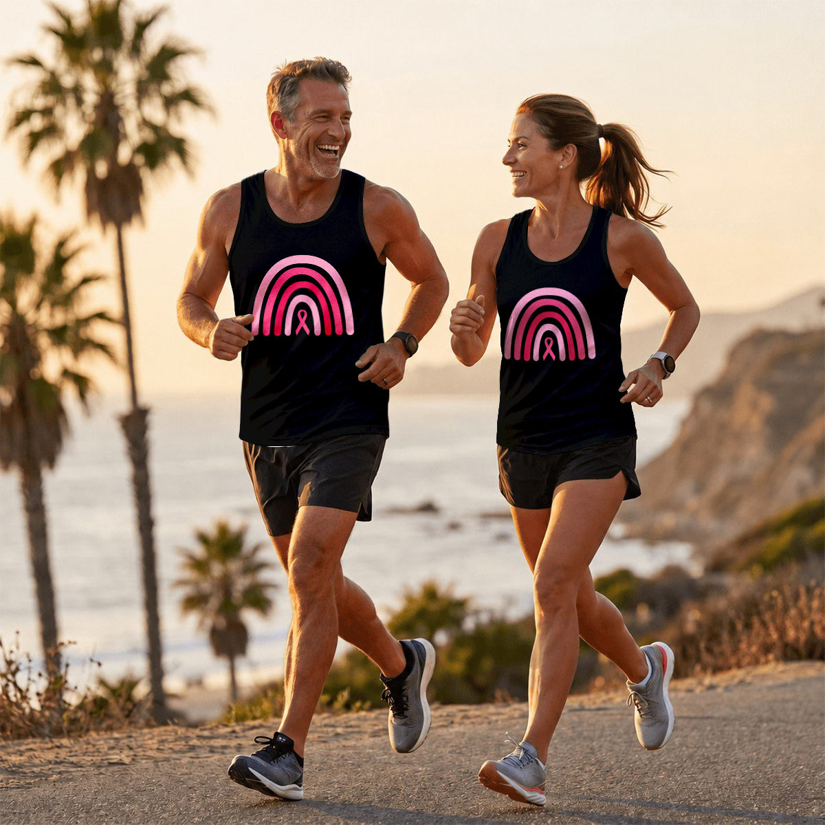 Cancer Fighter Running Tank Top Pink Ribbon Hope Running Singlet for Men and Women
