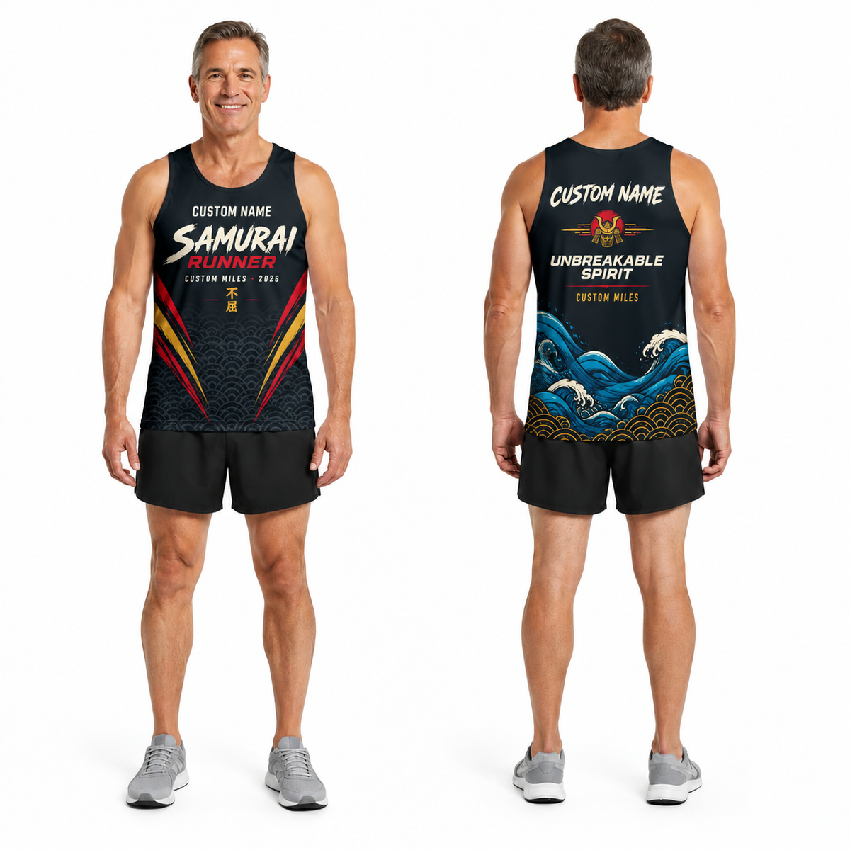 Custom Name Miles Samurai Endurance Running Tank Top