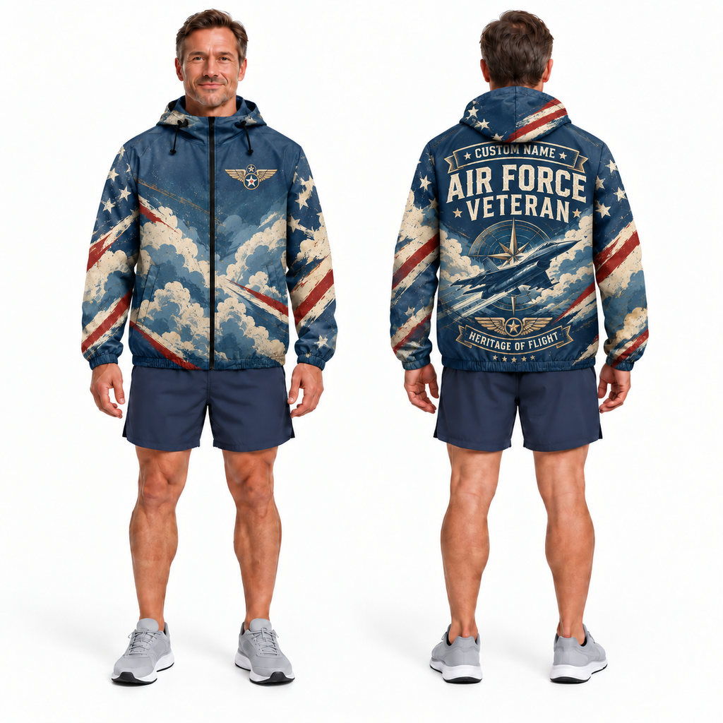Custom Name Air Force Heritage Flight Running Windbreaker Jacket