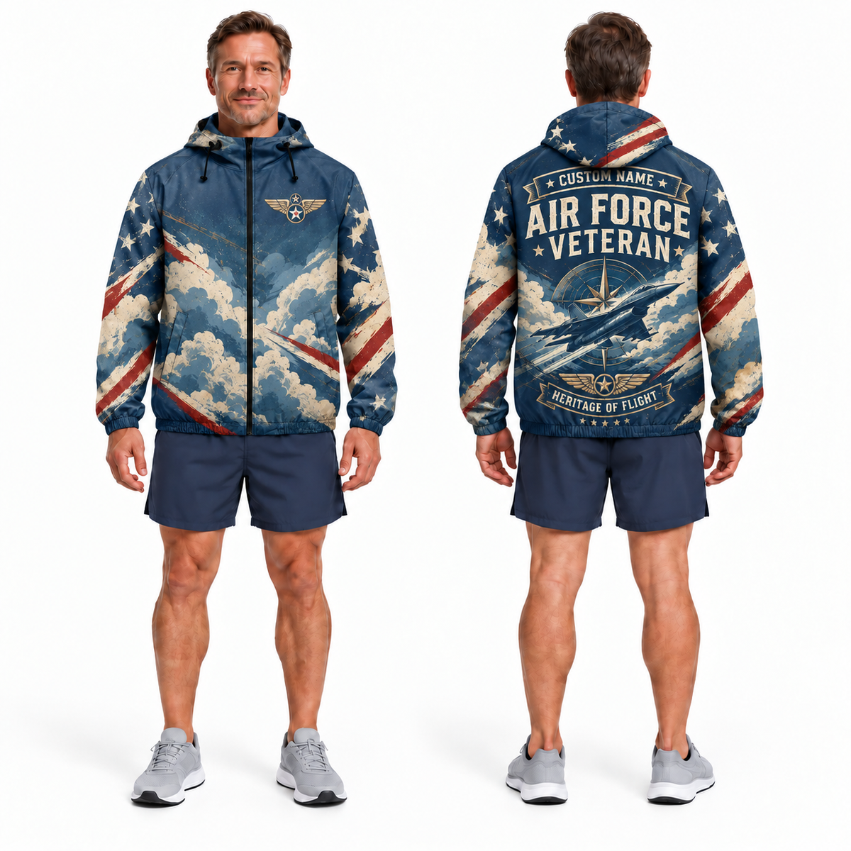 Custom Name Air Force Heritage Flight Running Windbreaker Jacket