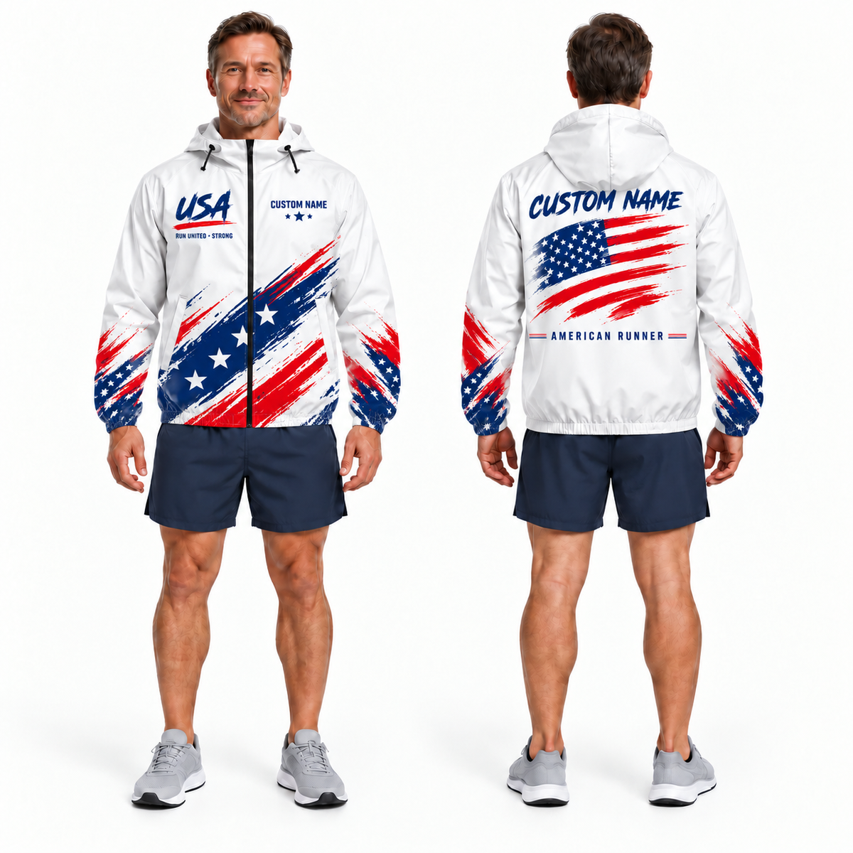 Custom Name Patriot Brush Jacket Running Windbreaker Jacket