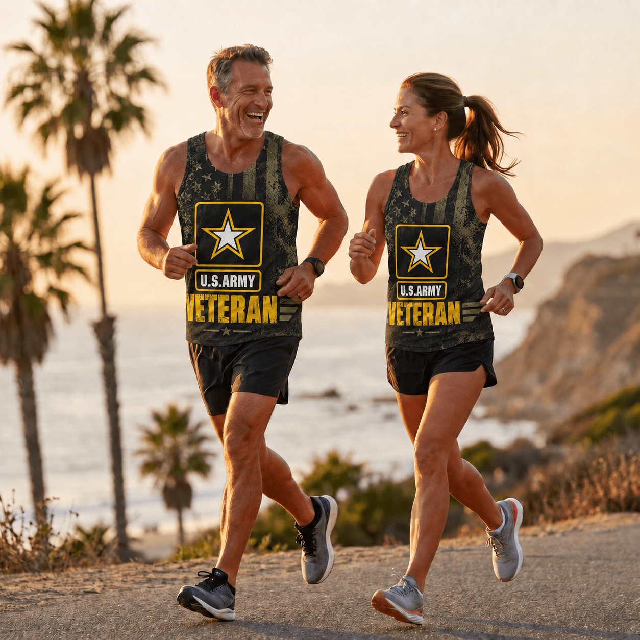 Veteran Running Tank Top - US Army Veteran V4 Tech Singlet