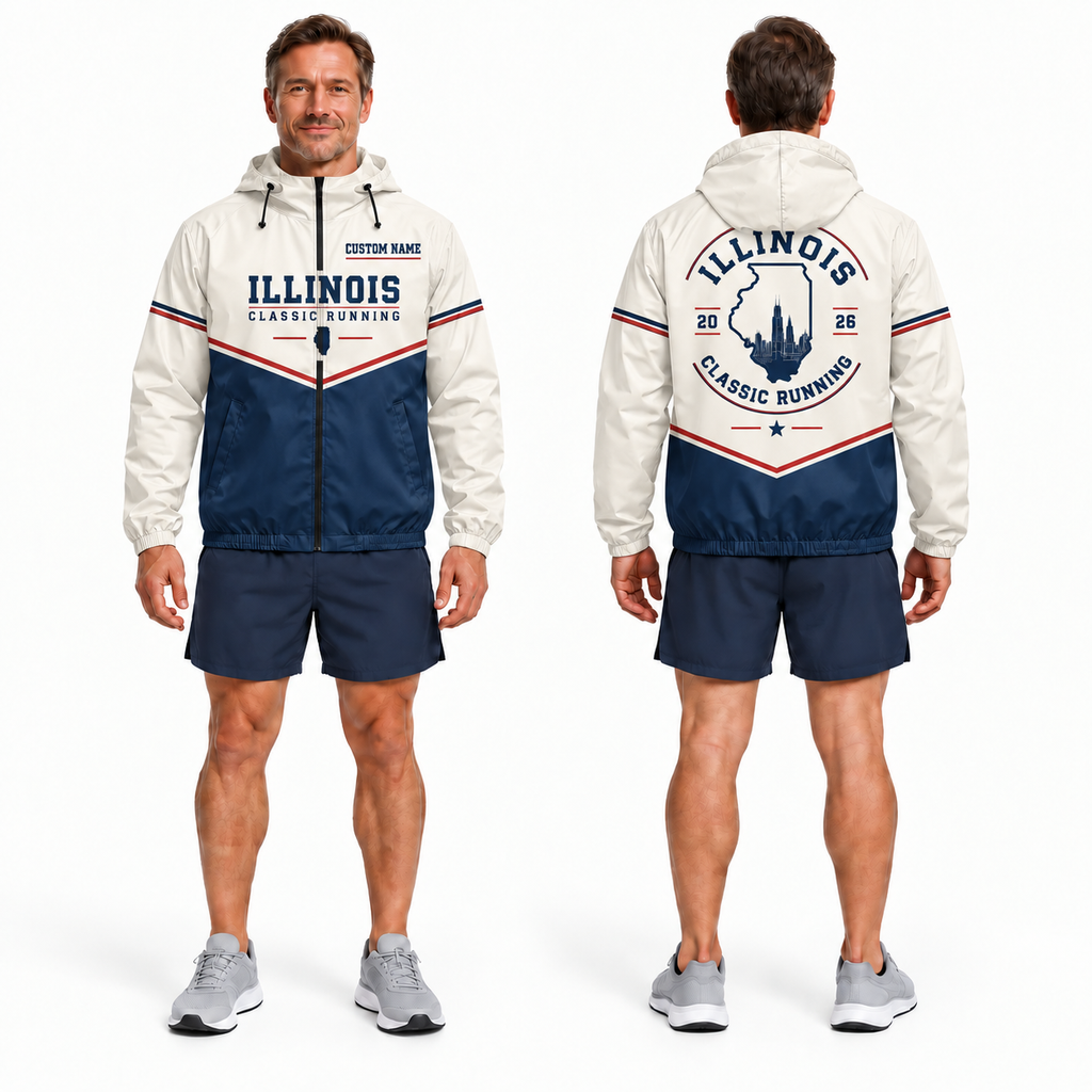 Custom Name Illinois Classic Running Illinois Running Windbreaker Jacket