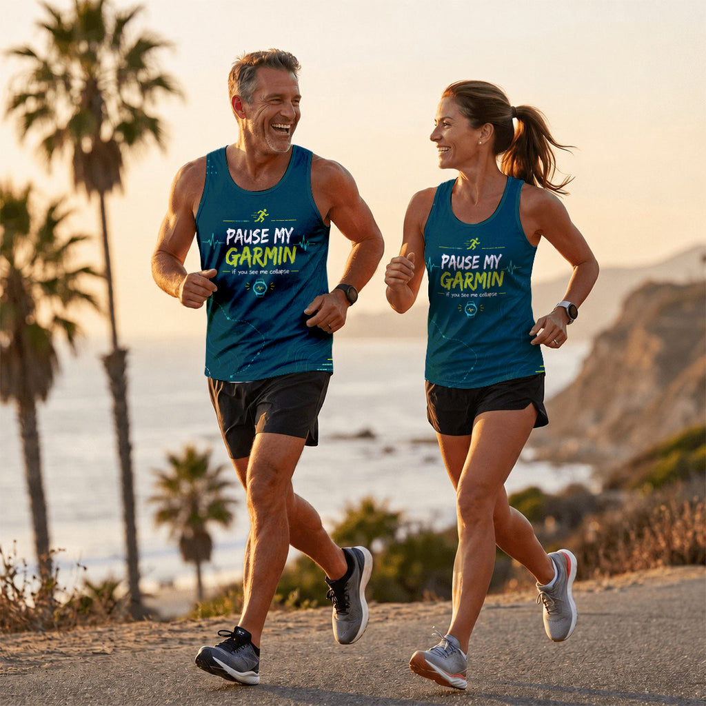 Funny Running Tank Top _ Pause My Garmin Tech Running Singlet