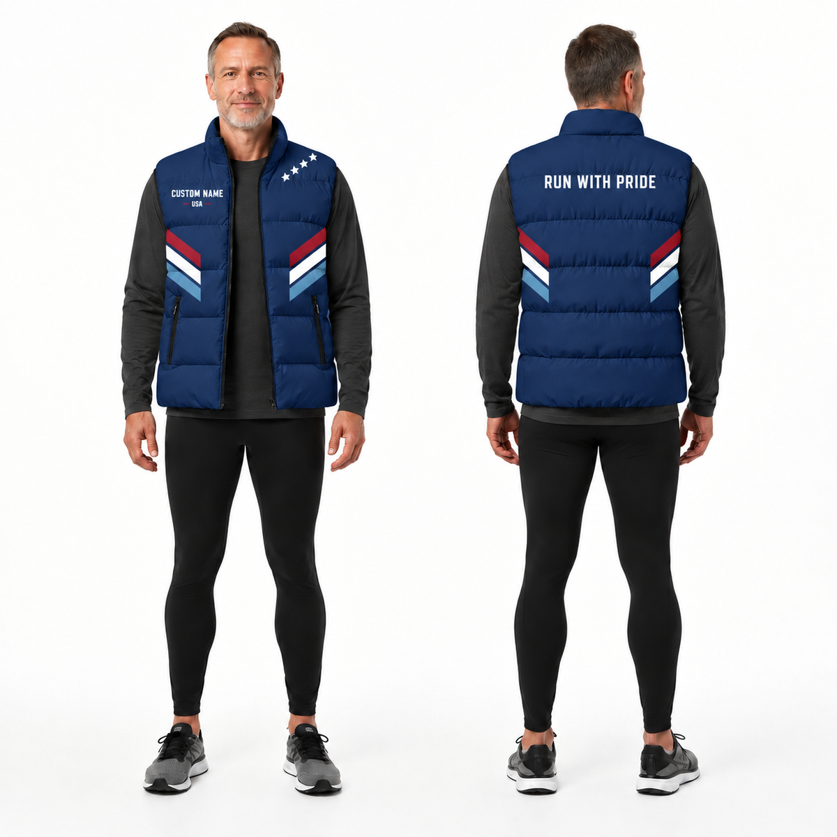 Minimal Freedom Stripes Sleeveless Running Puffer Jacket