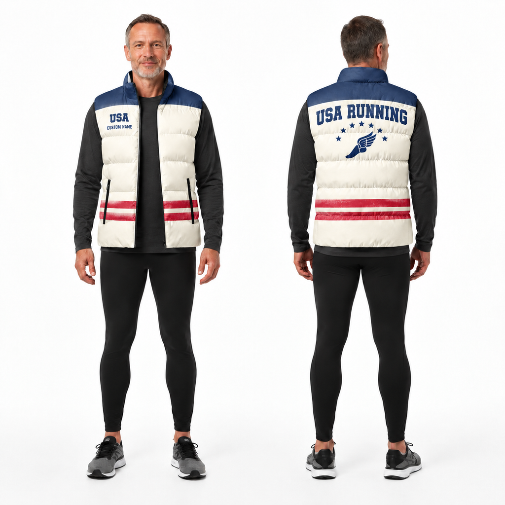 Vintage Americana Runner Sleeveless Running Puffer Jacket