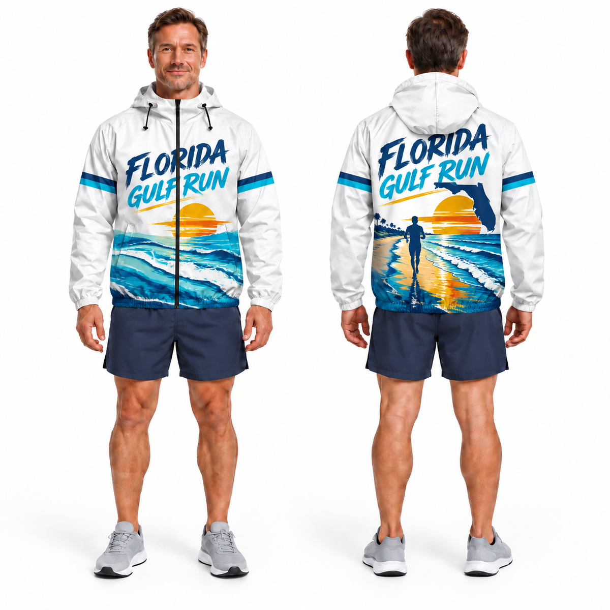 Custom Name Florida Gulf Run Florida Running Windbreaker Jacket