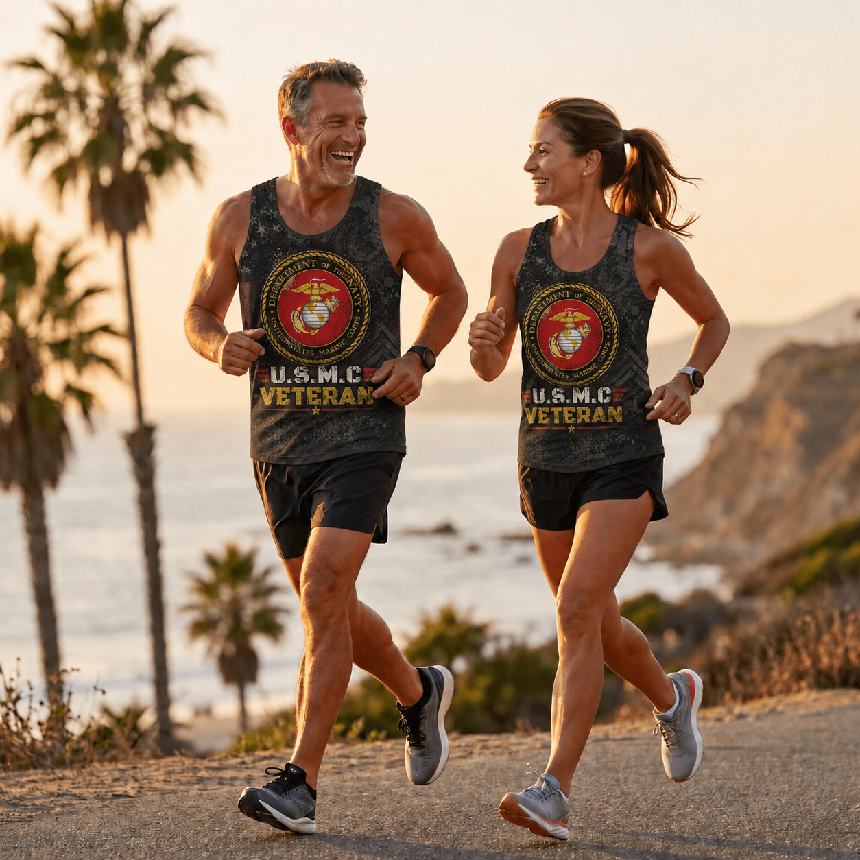 Veteran Running Tank Top - US Marine Corps Veteran V9 Tech Singlet