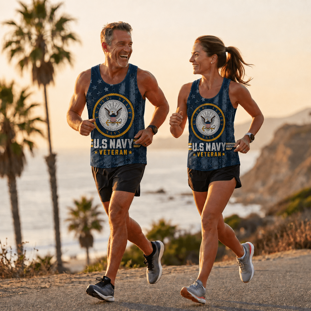 Veteran Running Tank Top - US Navy Veteran V6 Tech Singlet