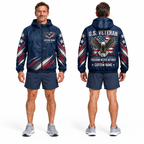 Custom Name Freedom Never Retires Veteran Running Windbreaker Jacket