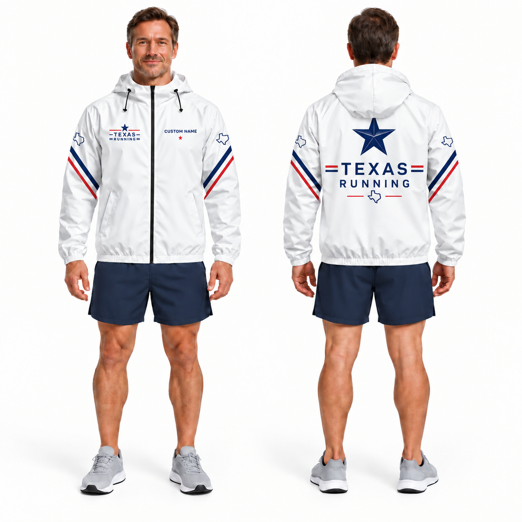 Custom Name Texas Minimal Star Run Running Windbreaker Jacket