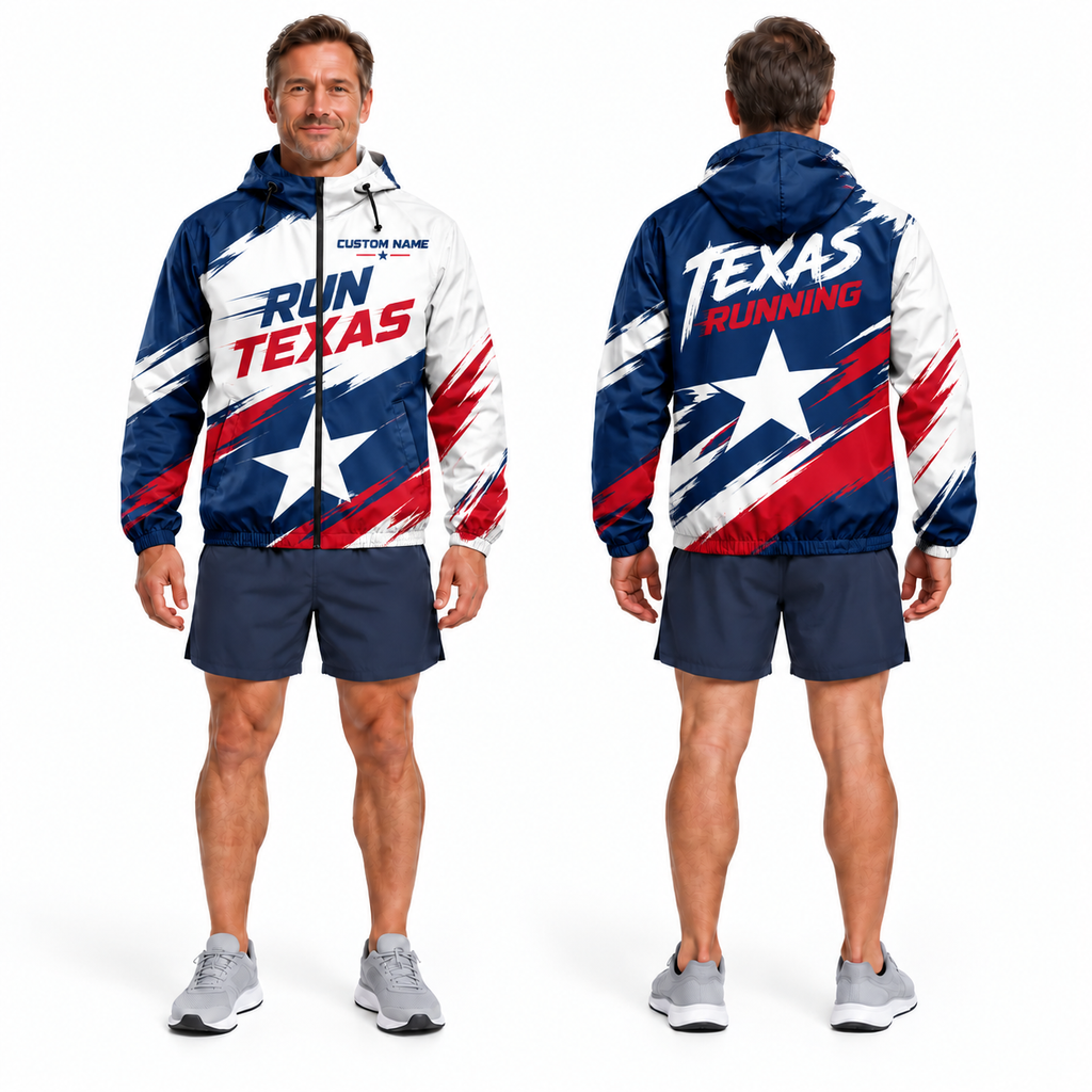 Custom Name Texas Flag Stride Running Windbreaker Jacket