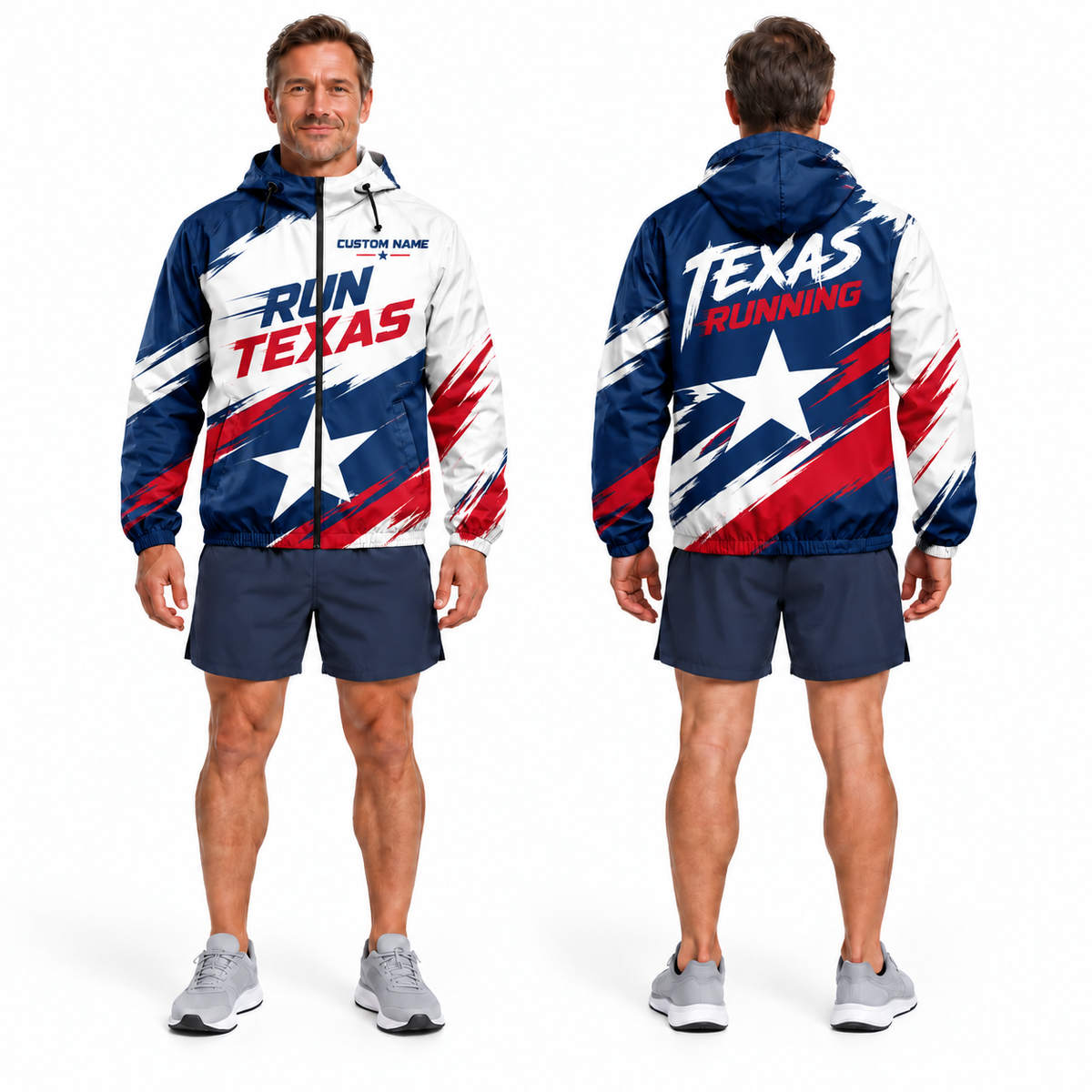 Custom Name Texas Flag Stride Running Windbreaker Jacket