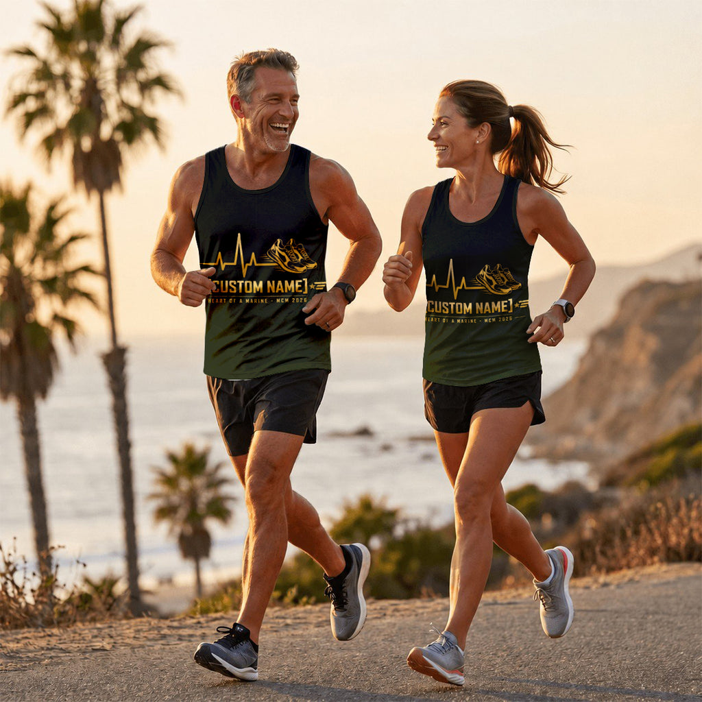 Heart of a Marine The Marine Corp Race Day Running Tank Top