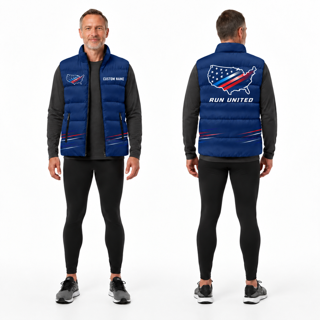 USA Map Stars Runner Sleeveless Running Puffer Jacket