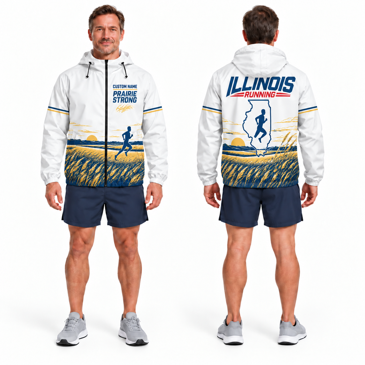 Custom Name Illinois Prairie Strong Illinois Running Windbreaker Jacket