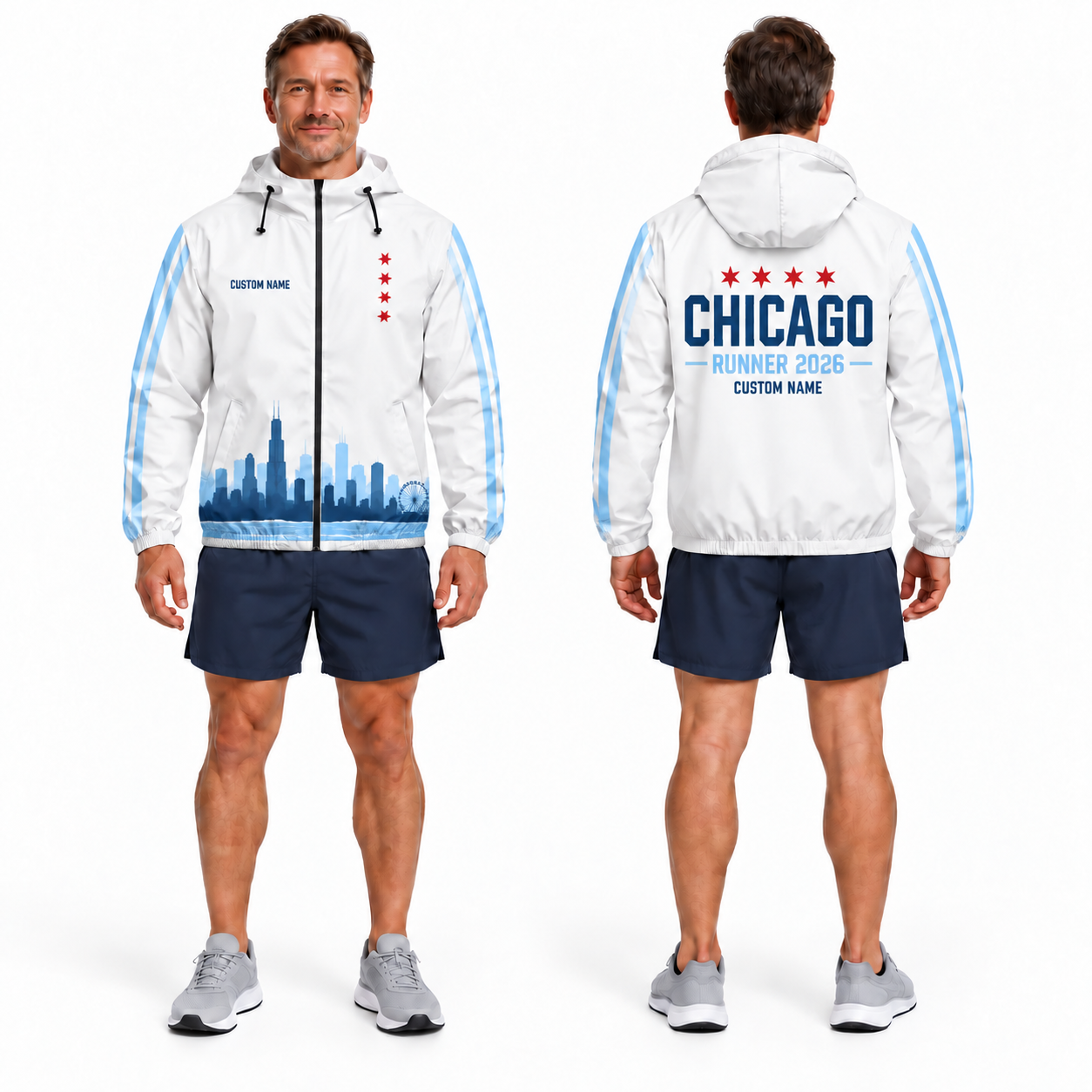 Custom Name Chicago Four Star Runner Running Windbreaker Jacket