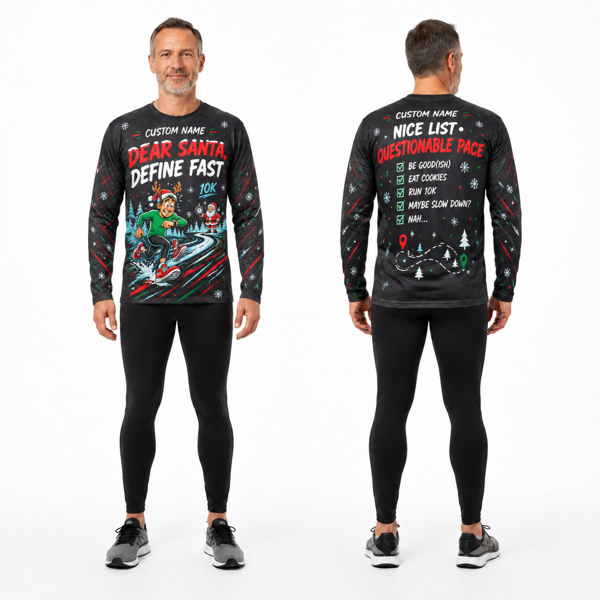 Custom Name Dear Santa, Define Fast Running Long Sleeve Shirt