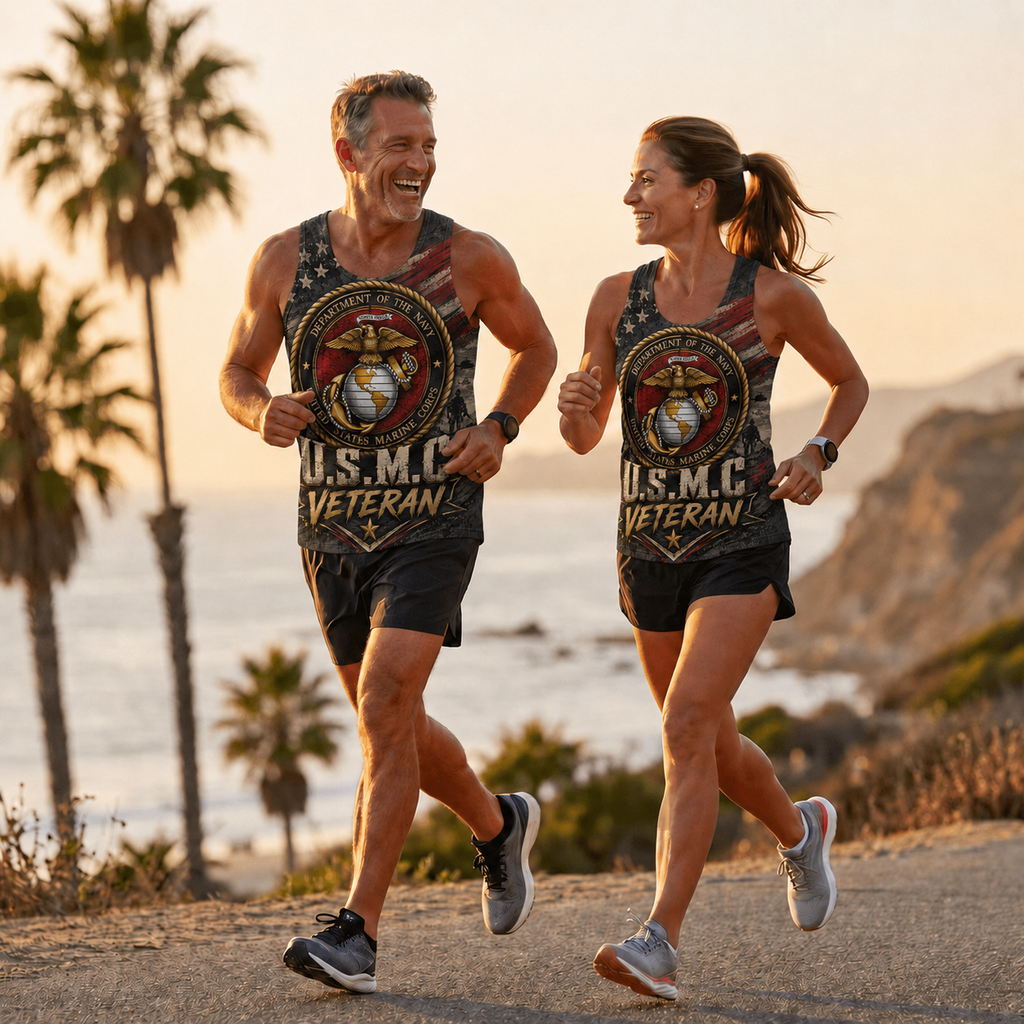 Veteran Running Tank Top - US Marine Corps Veteran V2 Tech Singlet