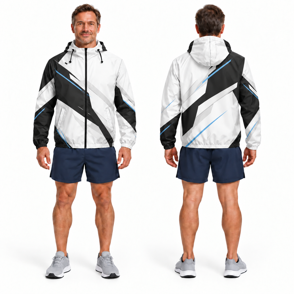 Custom Name States Monochrome Edge Running Windbreaker Jacket