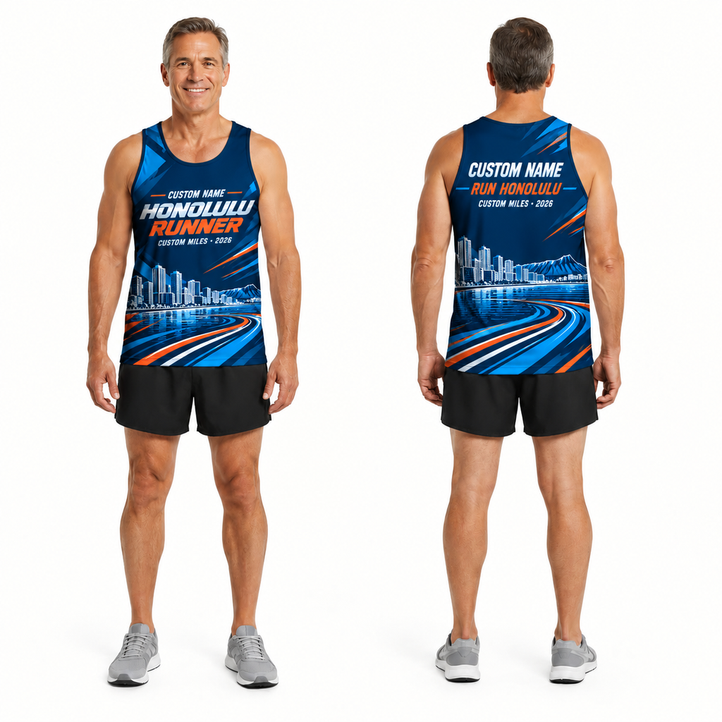 Custom Name Miles Honolulu Skyline Runner Running Tank Top