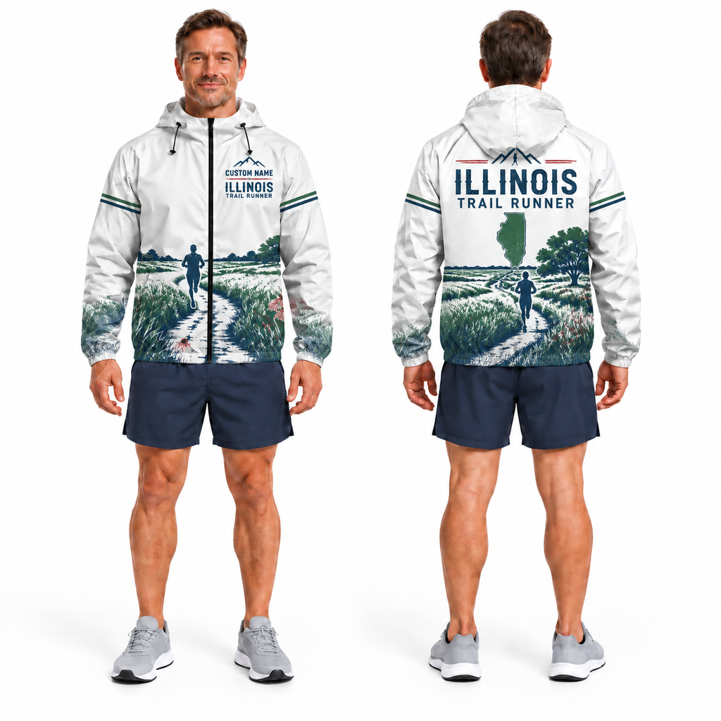 Custom Name Illinois Trail Runner Illinois Running Windbreaker Jacket