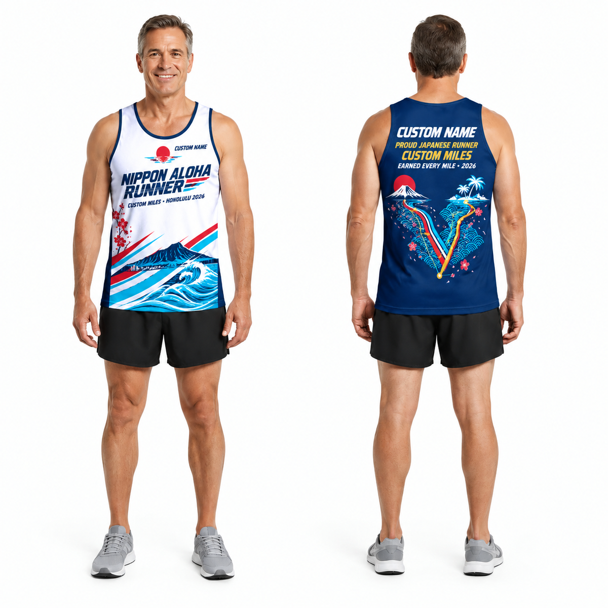 Custom Name Miles Nippon Aloha Victory Running Tank Top