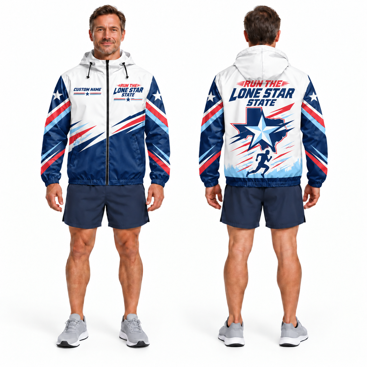 Custom Name Run the Lone Star State Running Windbreaker Jacket