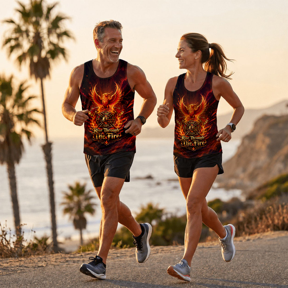 Men's Running Tank Top Firefighter Rise Through The Fire Running Singlet