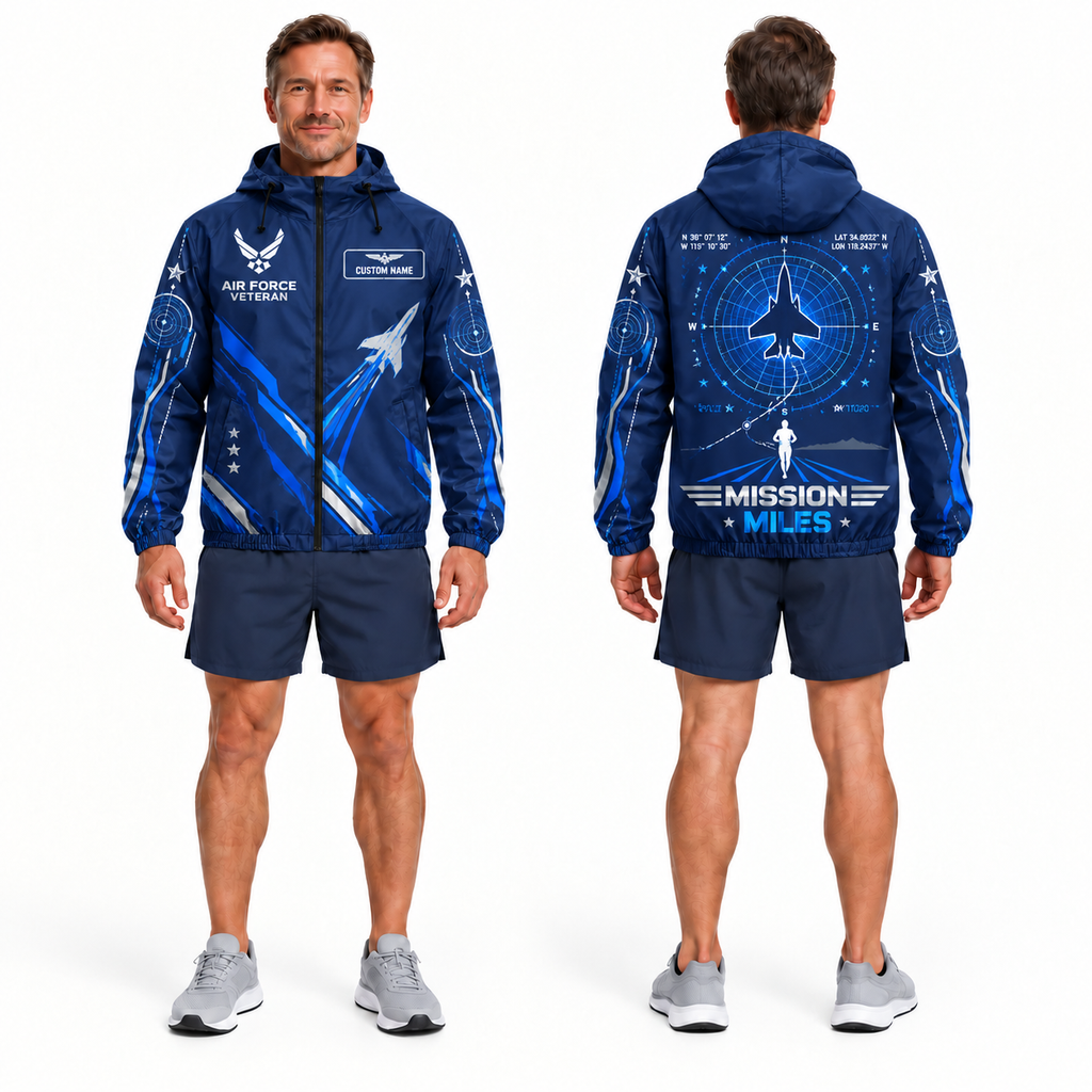 Custom Name Air Force Mission Miles Running Windbreaker Jacket