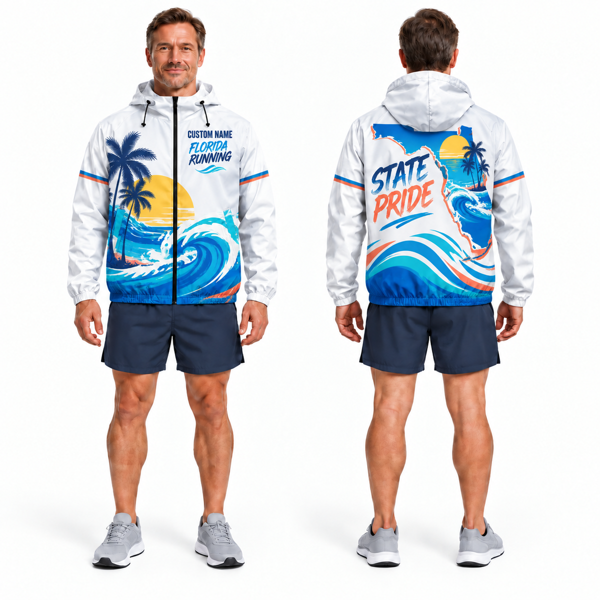 Custom Name Florida Coastal State Pride Florida Running Windbreaker Jacket