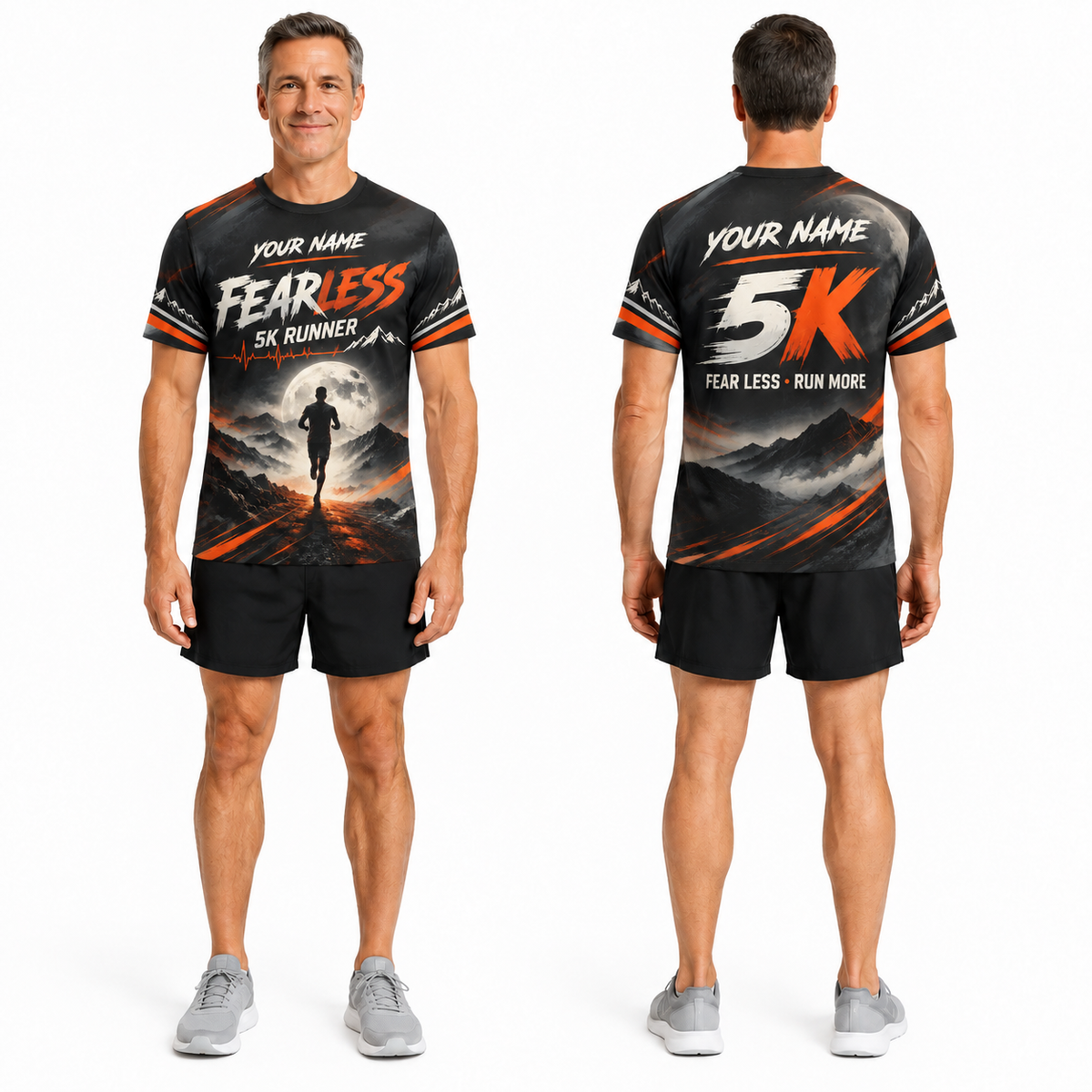 Custom Name Fearless 5K Runner Halloween Tech Running T-Shirt