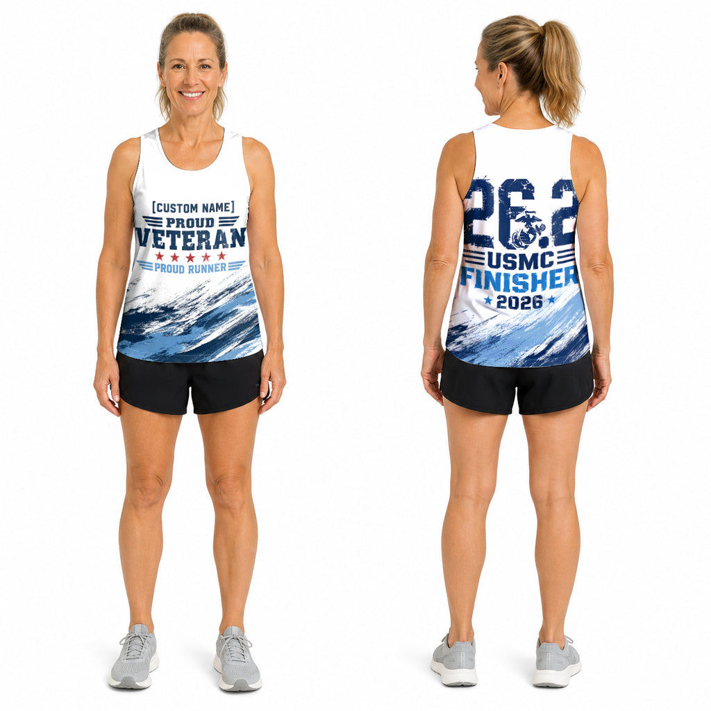 Proud Veteran Proud Runner The Marine Corp Race Day Running Tank Top