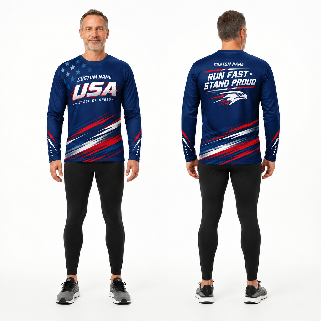 Custom Name State of Speed Running Long Sleeve Shirt
