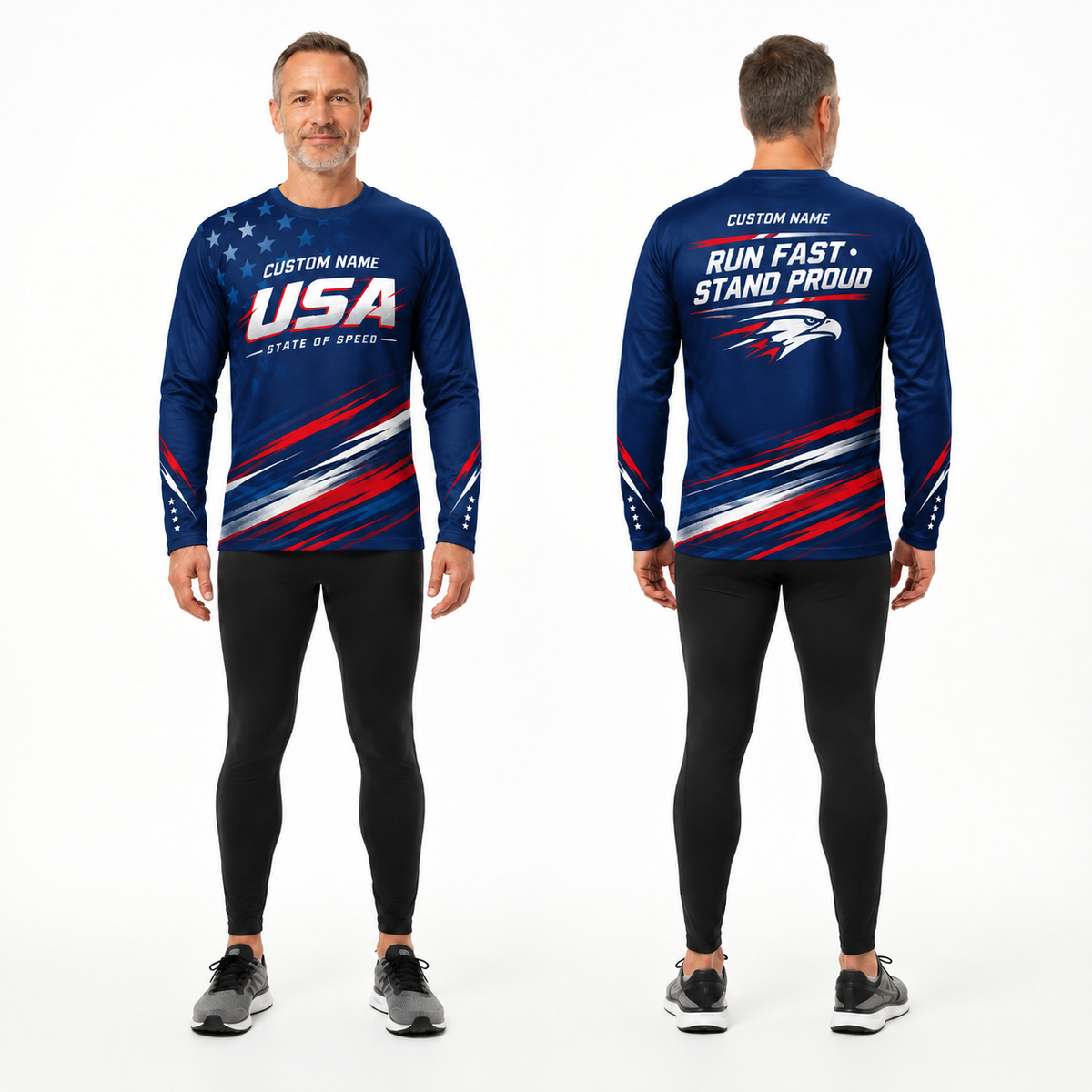 Custom Name State of Speed Running Long Sleeve Shirt